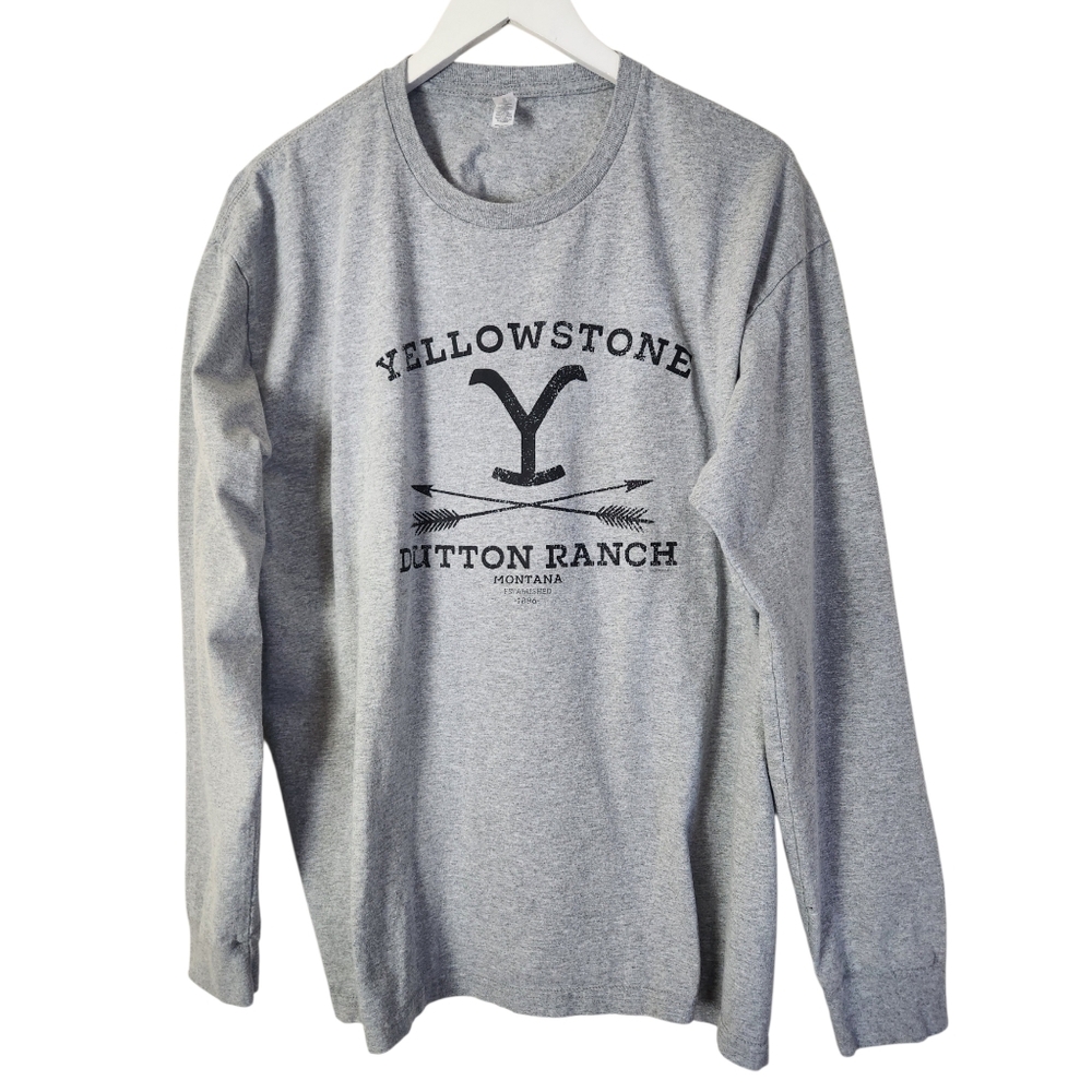 Next Level Yellowstone Dutton Ranch Montana Western Gray Long Sleeve Tee Sz XXL